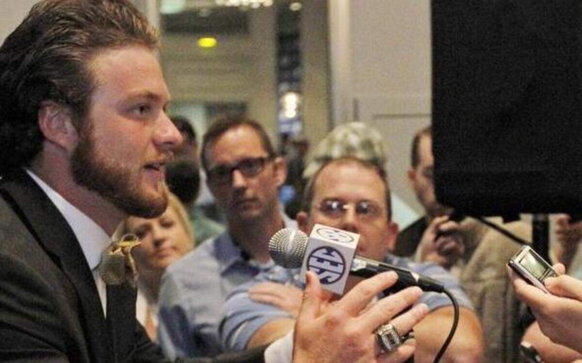 
Missouri quarterback Maty Mauk spoke to reporters at the Southeastern Conference football media days Wednesday in Hoover, Ala.
