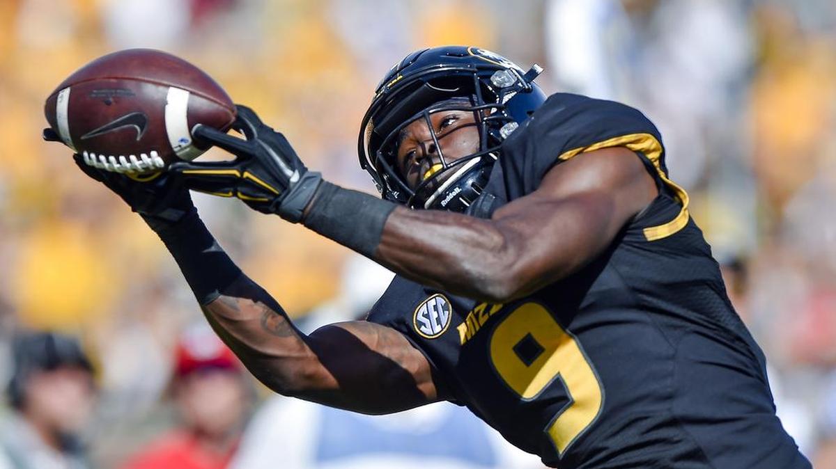 MU wide receiver Dimetrios Mason caught a touchdown pass near the end of the first half against Kentucky on Saturday in Columbia. It was Mason’s first career score.