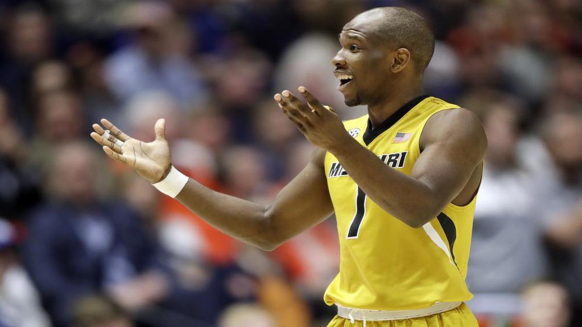 Missouri guard Terrence Phillips reacts to fouling out during the second half of the team's game against Auburn at the Southeastern Conference tournament Wednesday, March 8, 2017, in Nashville, Tenn.