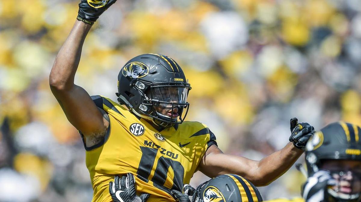 Missouri tight end Jason Reese celebrated after scoring a touchdown in Saturday’s win over Missouri State.