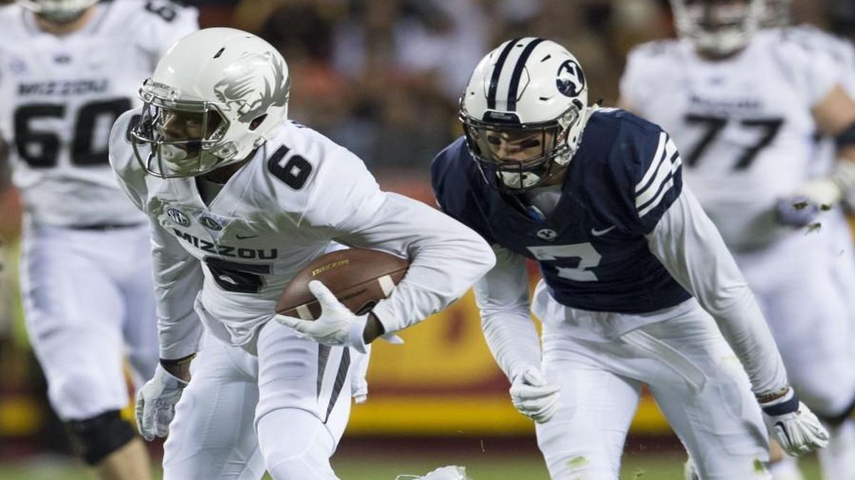 In a game last November at Arrowhead Stadium, Tigers wide receiver J’Mon Moore ran away from Brigham Young defensive back Matt Hadley.