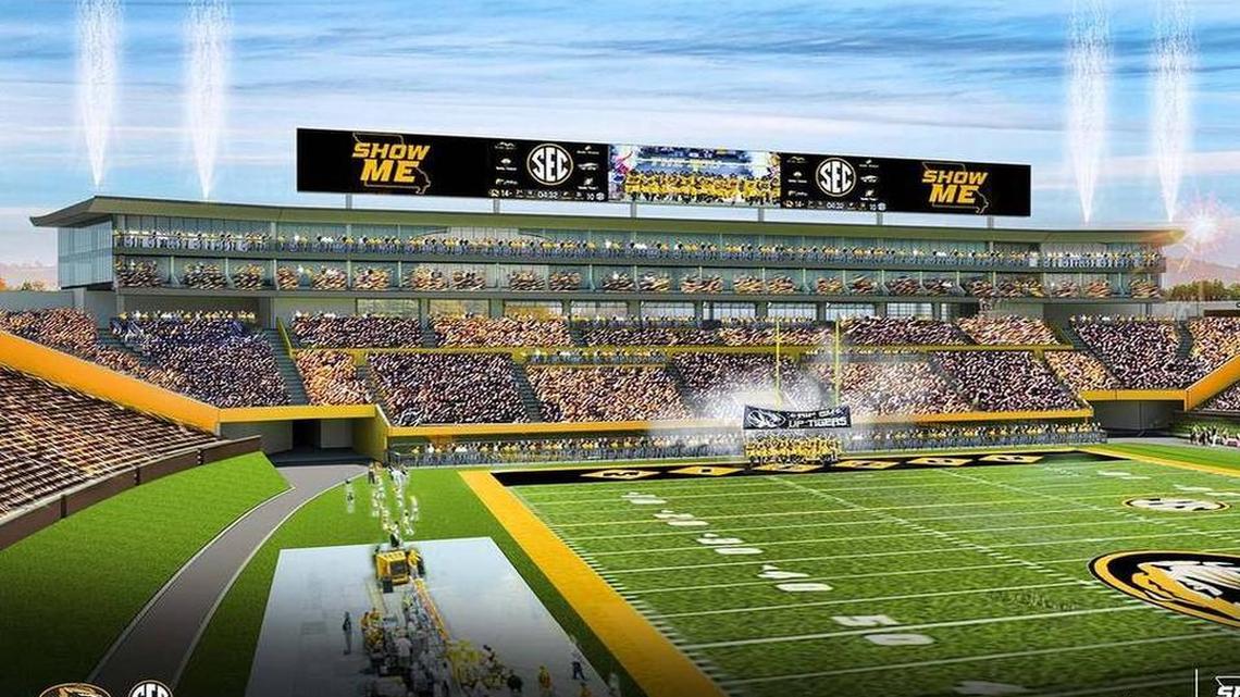 An artist’s rendering of the proposed football facility in the south end zone at Memorial Stadium.