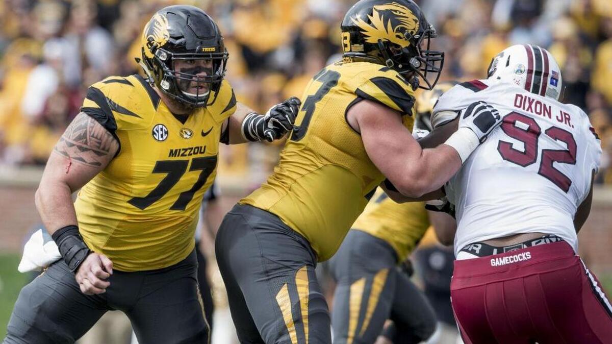 Missouri offensive lineman Evan Boehm (left) has made 35 straight starts at center but could be asked to play tackle.