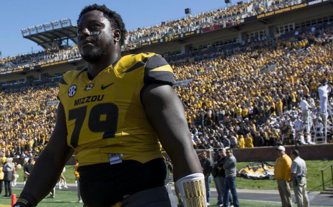 Missouri Tigers defensive lineman Terry Beckner Jr. walked off of the field and into the locker room after being ejected for targeting during a game against South Carolina at Faurot Field on Saturday, October 3, 2015, in Columbia, Missouri.