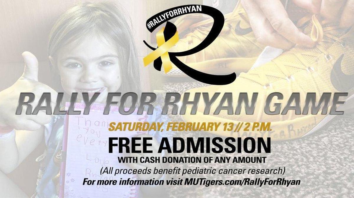 Missouri, in honor of assistant coach Brad Loos’ 5-year-old daughter, Rhyan, who’s fighting neuroblastoma, will give fans making a cash donation to pediatric cancer research a free general admission ticket to the Feb. 13 men’s basketball game against Tennessee at Mizzou Arena.