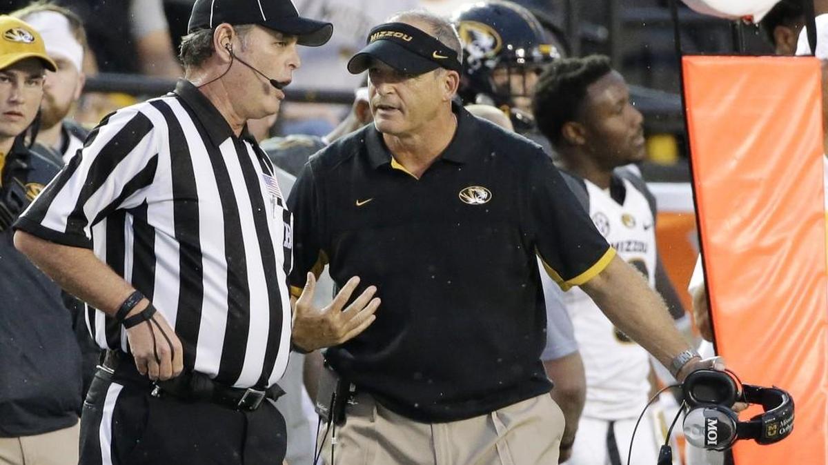 Missouri head coach Gary Pinkel argued a call in the second half of Saturday’s game against Vanderbilt.