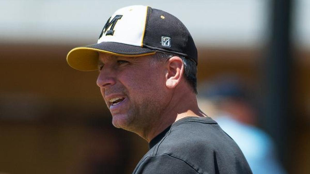 Former Missouri softball coach Ehren Earleywine argued a call with an umpire during a NCAA softball tournament regional championship game against Nebraska on Saturday, May 21, 2016, at University Field in Columbia, Mo.