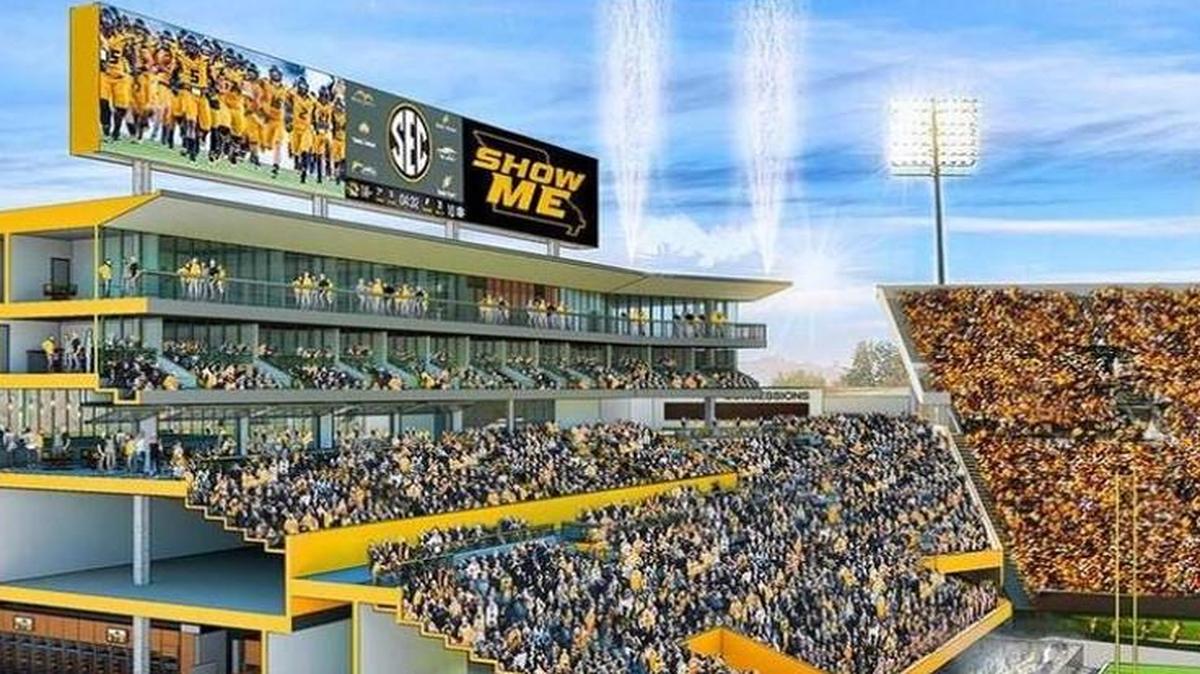 An artist’s rendering of the proposed football facility in the south end zone at Memorial Stadium.