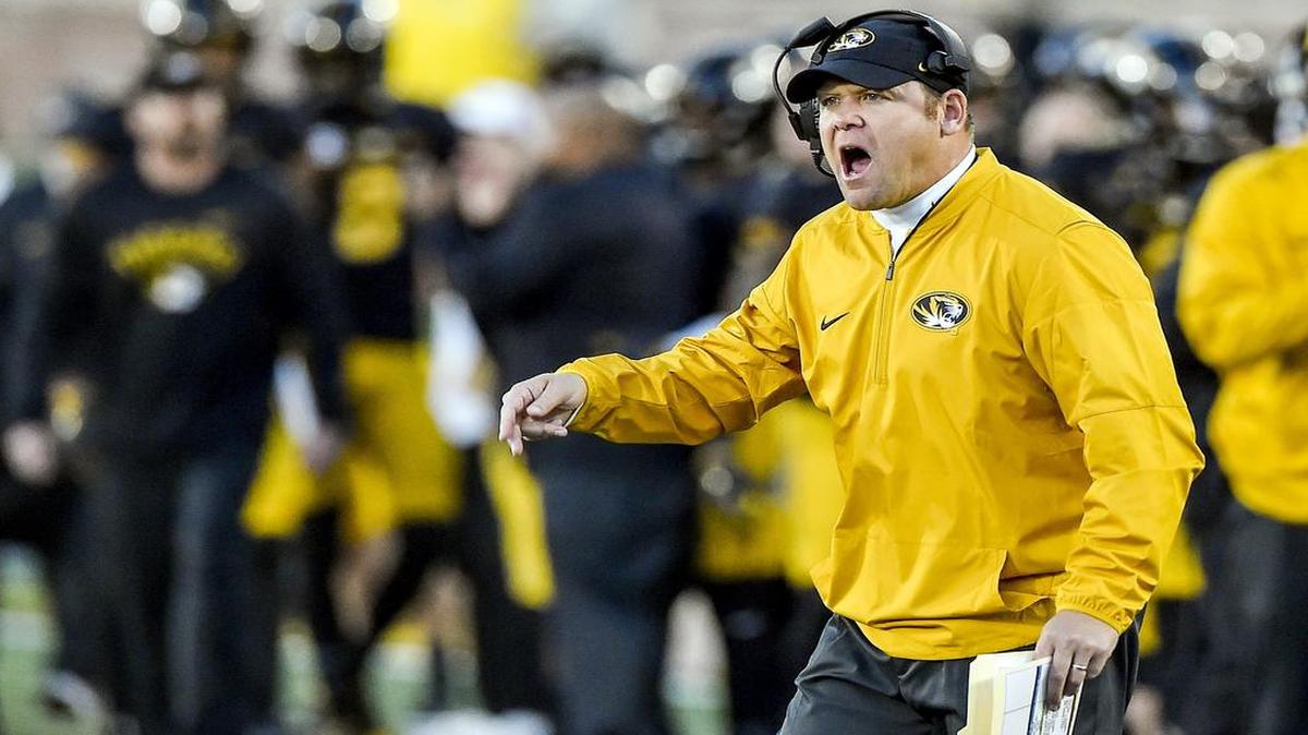 Missouri football coach Barry Odom yelled at his players during the third quarter of the college football game against the Vanderbilt Commodores on Saturday, Nov. 12, 2016, in Columbia on Faurot Field in Memorial Stadium.