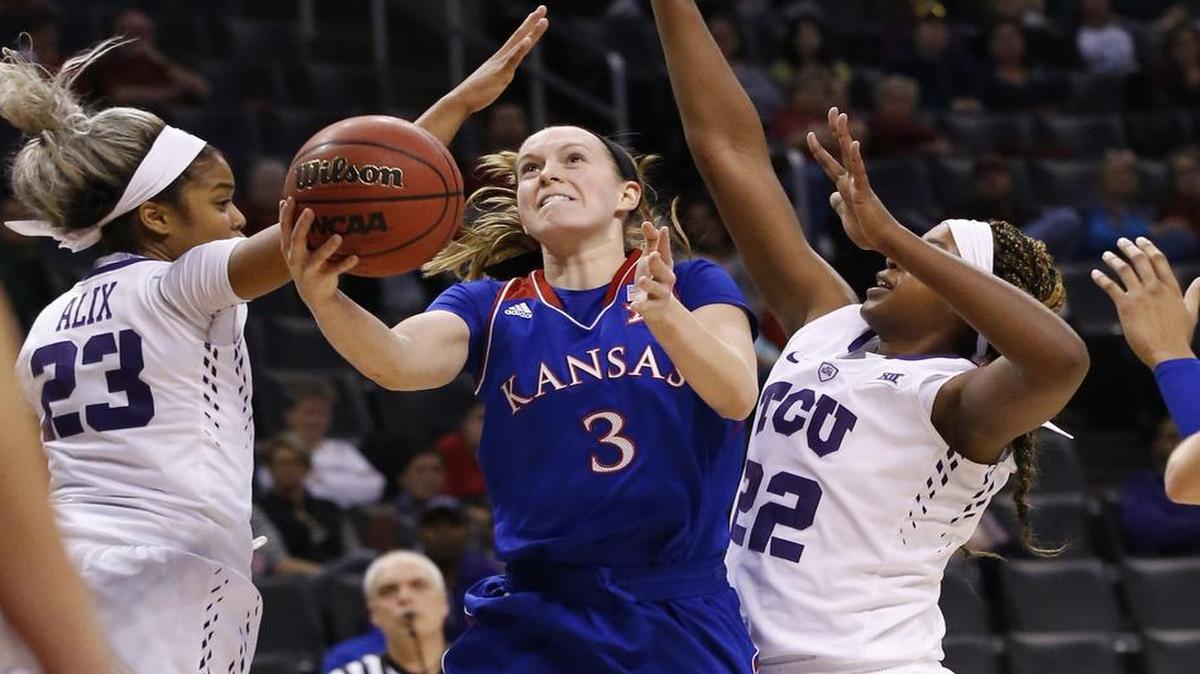 Former Kansas and now-Mizzou guard Lauren Aldridge (3) during a 2016 Big 12 Tournament game.