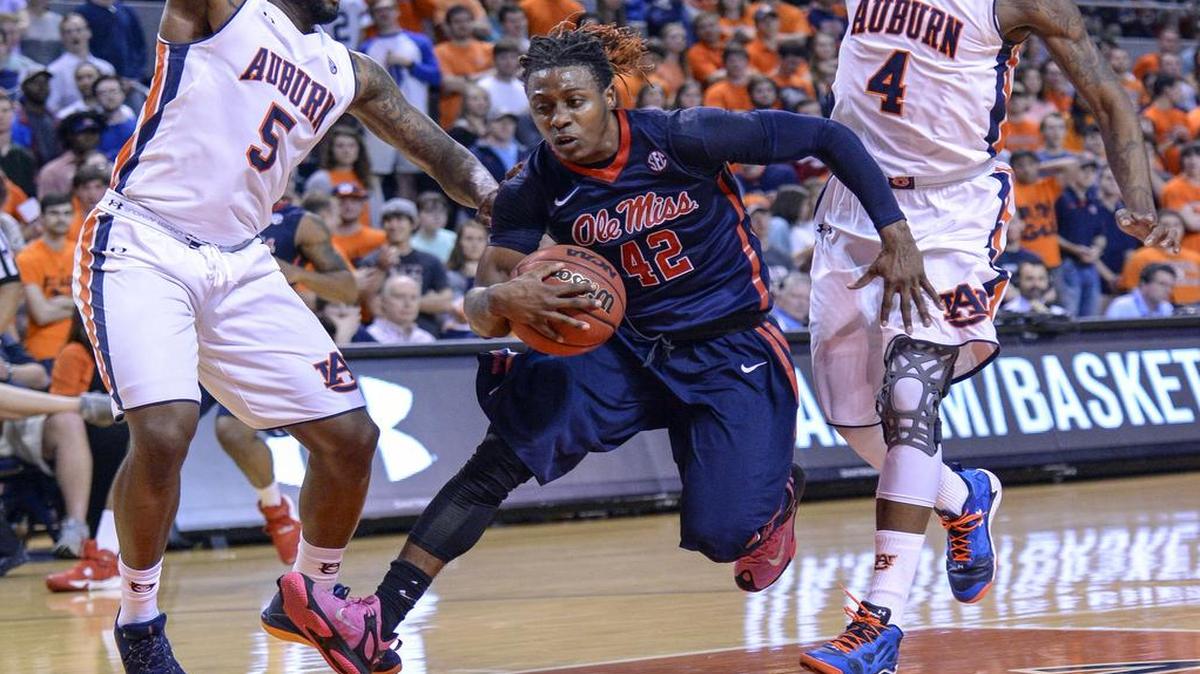 Stefan Moody (center) leads Mississippi in scoring at 22.8 points per game.