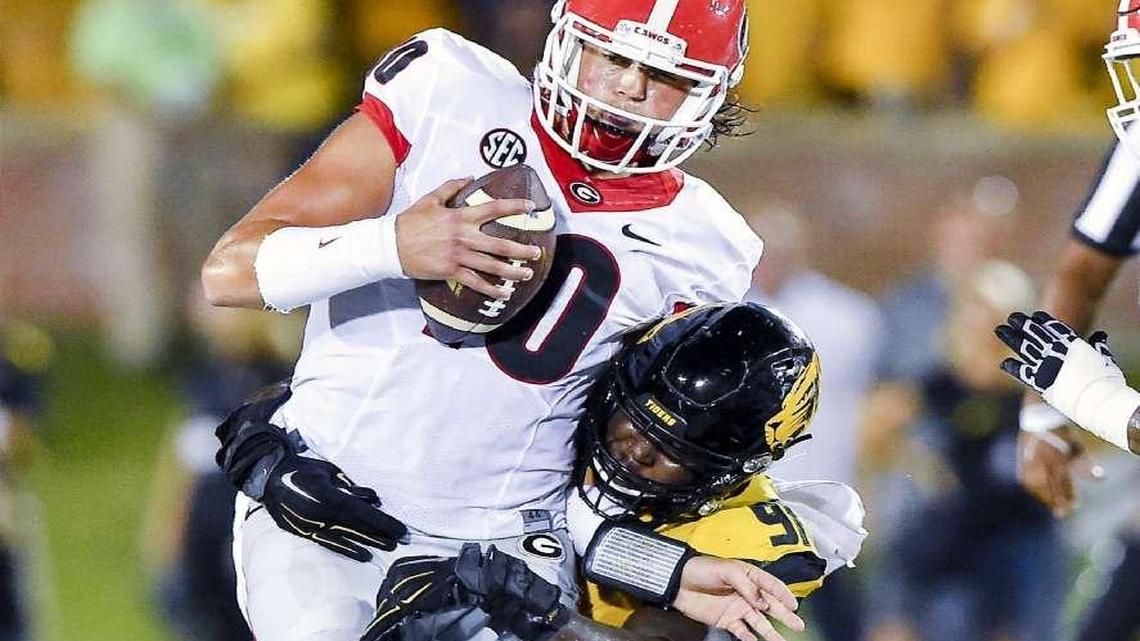 Missouri defensive end Charles Harris sacked Georgia quarterback Jacob Eason in the first half on Sept. 17 in Columbia.