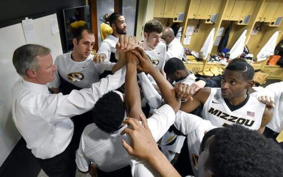 
Missouri basketball coach Kim Anderson (left) received encouragement from athletic director Mike Alden on Tuesday: “Our encouragement to Kim and others has been you’ve just got to stay the course,” he said.
