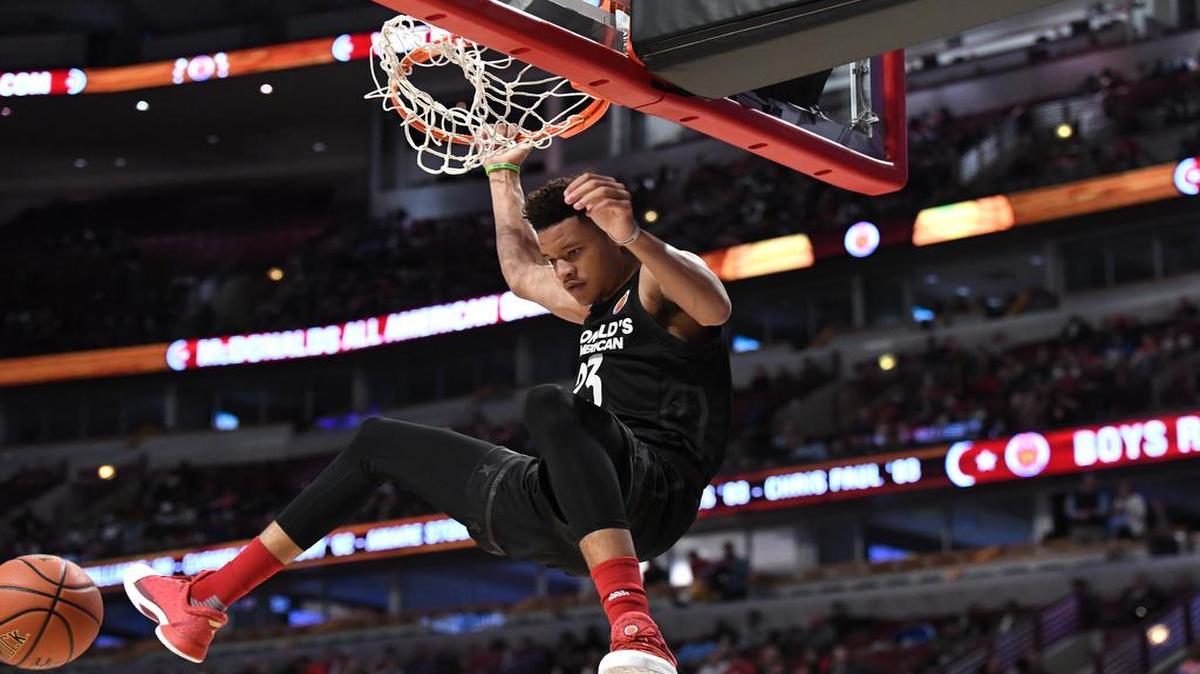 Kevin Knox II had a dunk during the McDonald’s All American Game on March 29 in Chicago.