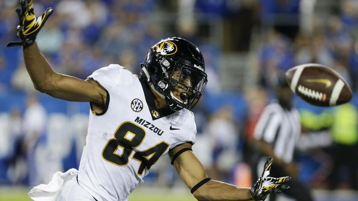Missouri wide receiver Emanuel Hall couldn’t reach this pass from quarterback Drew Lock in the second half of Saturday’s game against Kentucky, but Hall did make four catches for 171 yards and a touchdown.