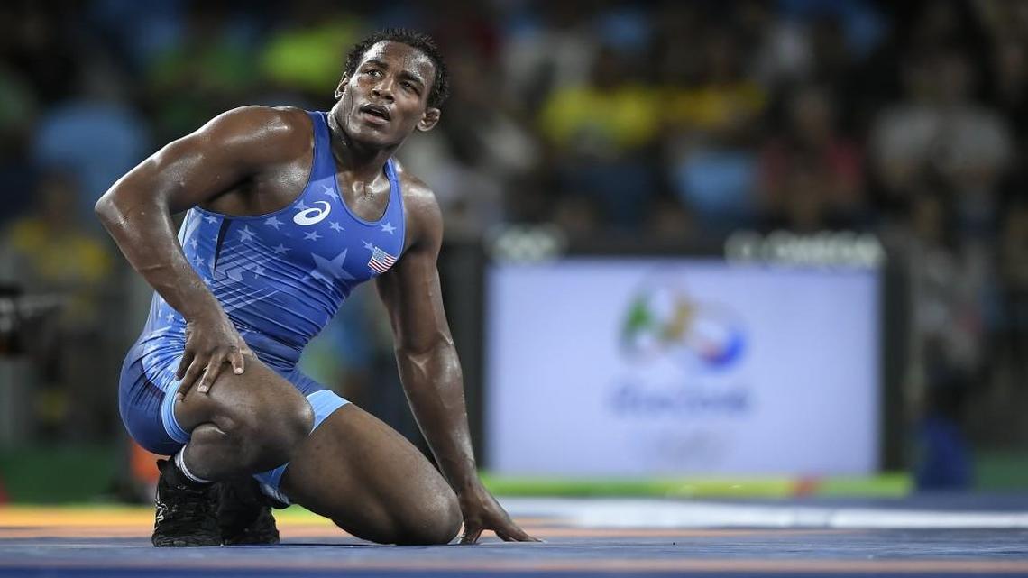 Pictured here at the 2016 Rio Olympics, Missouri’s J’den Cox won bronze for the United States at the World Championships in Paris.