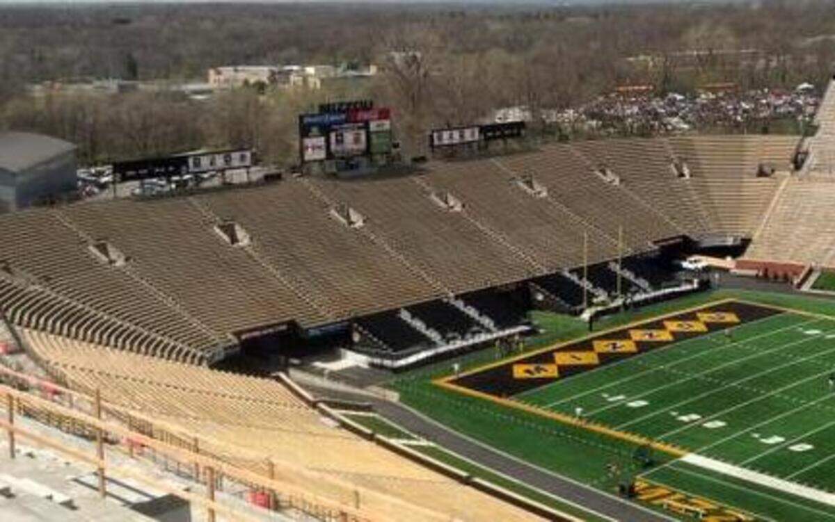 
Missouri athletic director Mike Alden discussed Thursday a plan to build a new football complex in the south end zone of Memorial Stadium (top).
