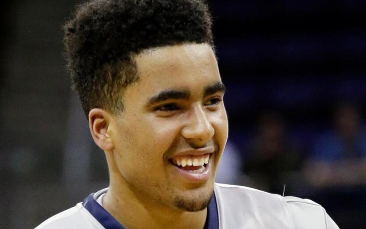 Nathan Hale High School junior forward Jontay Porter smiles before a Metro League semifinal high school basketball game on Feb. 8 in Seattle.