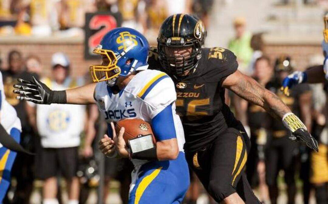 
Missouri's Shane Ray sacked South Dakota State quarterback Jacob Menage during their Aug. 30 game at Faurot Field in Columbia.
