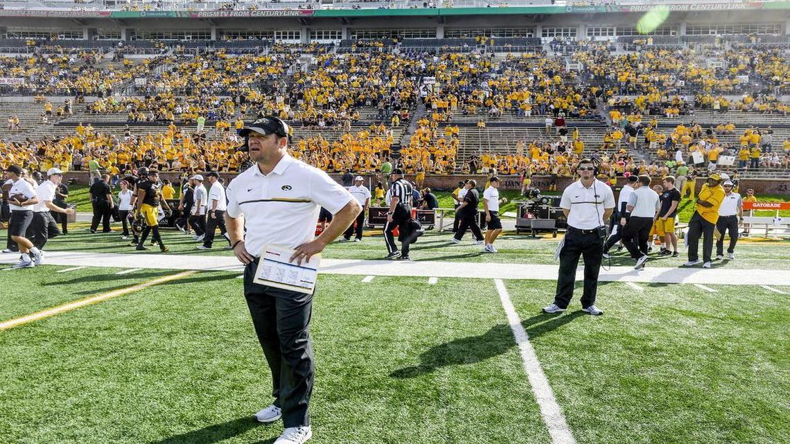 Missouri football coach Barry Odom before a 2016 game at Memorial Stadium in Columbia.