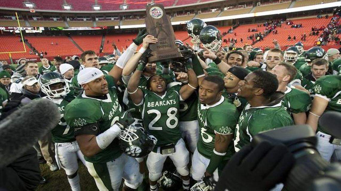 
Northwest Missouri’s football team celebrated the 2010 MIAA championship after beating Pittsburg State 22-16 in the Fall Classic at Arrowhead Stadium in Kansas City. Northwest will play Washburn in this year’s Fall Classic.
