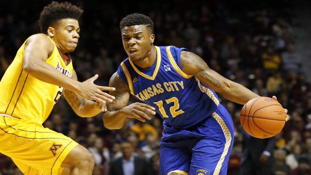 UMKC guard Martez Harrison (right) is the reigning WAC player of the year.