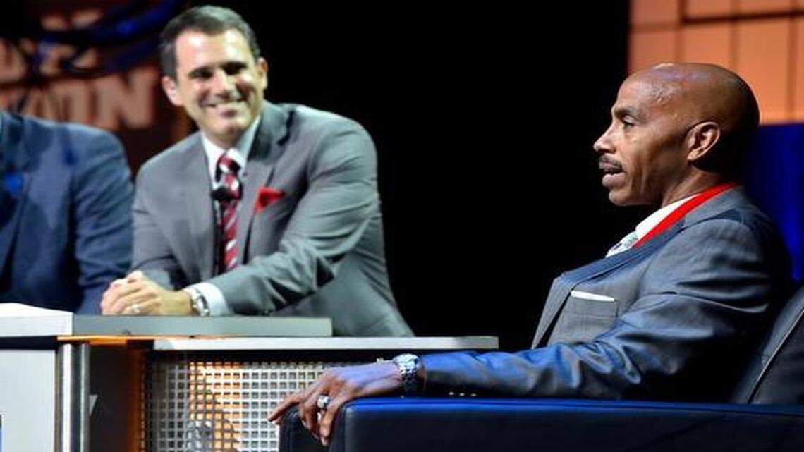 
Former Louisville star Darrell Griffith talked about his college days during ceremonies Sunday night for the National Collegiate Basketball Hall of Fame, held at Arvest Bank Theatre at The Midland.
