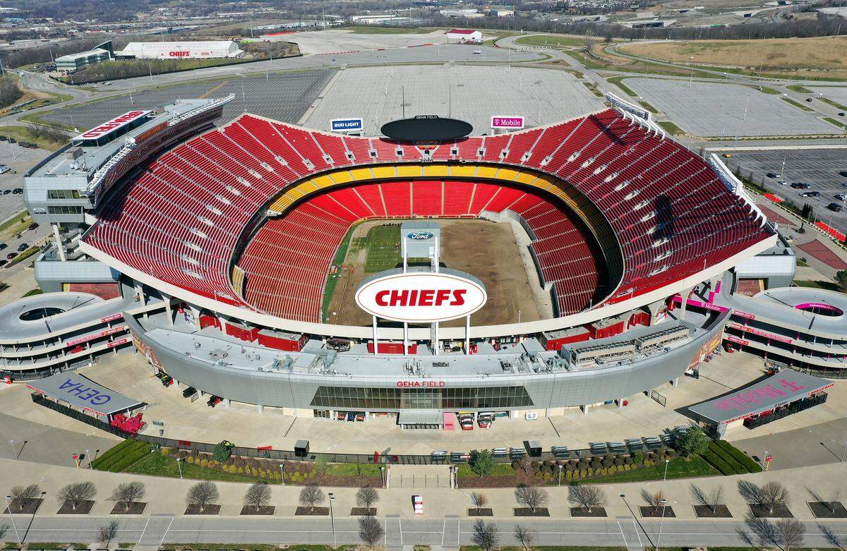 A general view of GEHA Field at Arrowhead Stadium, home of the Kansas City Chiefs, on March 25, 2026 in Kansas City, Missouri.