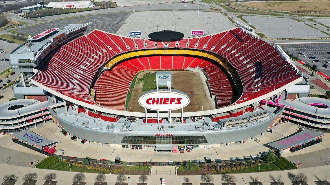 KANSAS CITY, MISSOURI - MARCH 25:  A general view of GEHA Field at Arrowhead Stadium, home of the Kansas City Chiefs, on March 25, 2026 in Kansas City, Missouri.  