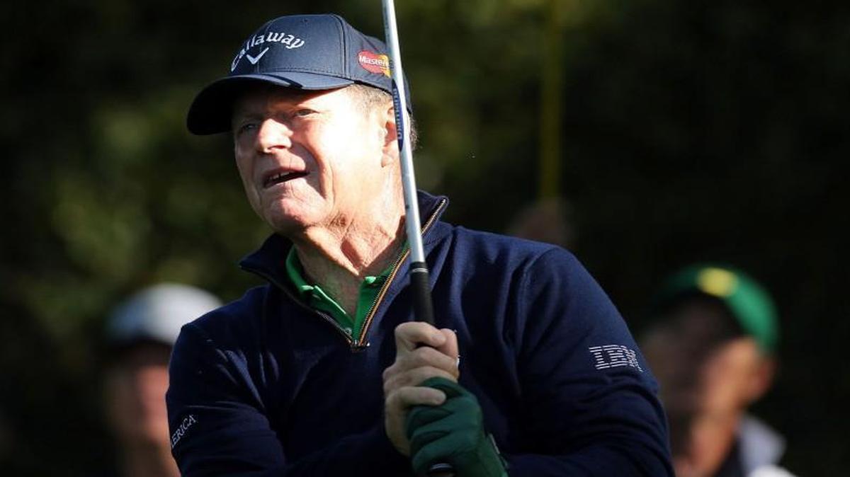 Tom Watson looked over his shot from the second tee during the first round of the Masters Golf Tournament on Thursday.