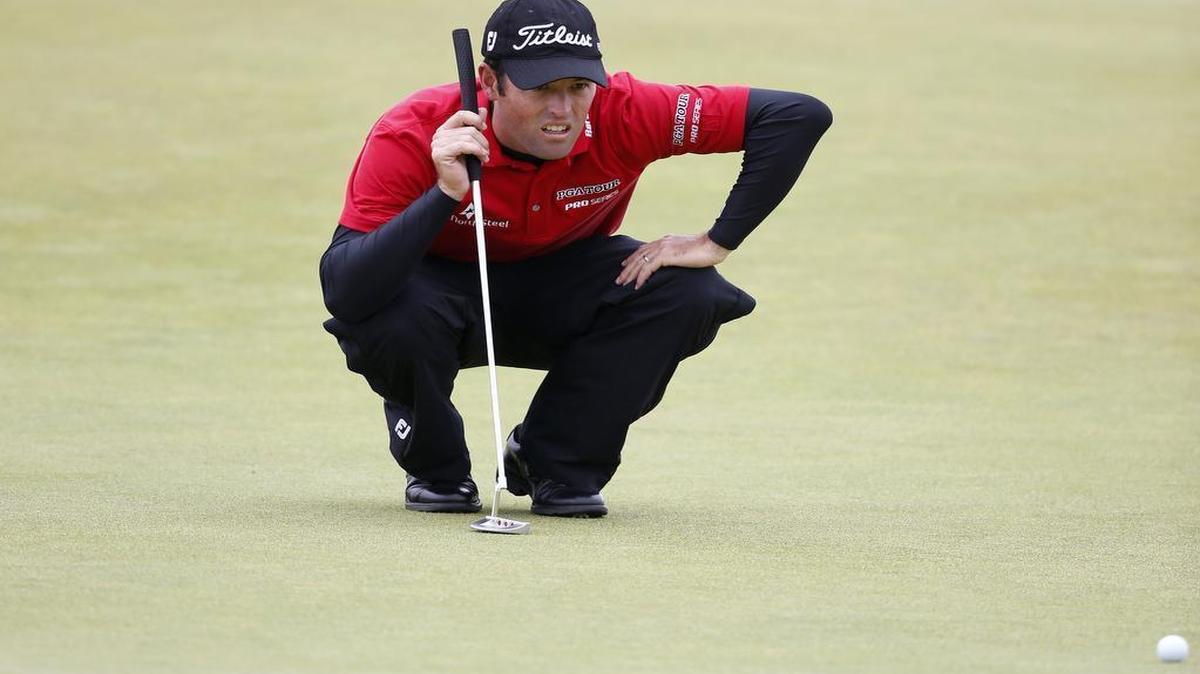 
Robert Streb lines up a putt on the 15th green during the first round of the British Open Golf Championship at the Old Course, St. Andrews, Scotland on Thursday.
