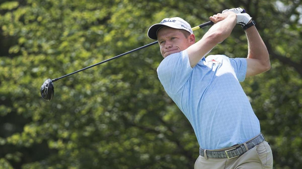 
Peter Malnati of Knoxville, Tenn., teed off on the 10th hole during the first round of play Thursday at Web.com Tour’s Digital Ally Open at Nicklaus Golf Course at Lionsgate in Overland Park. The event continues through Sunday. Malnati attended Mizzou.
