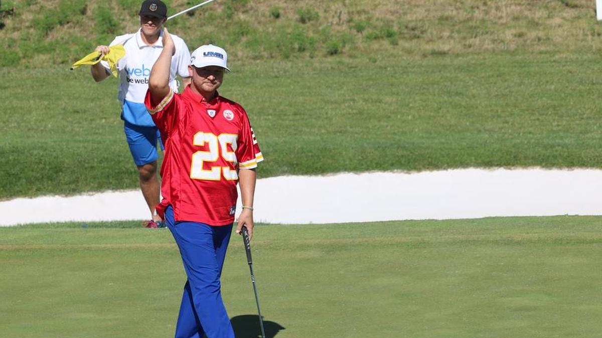 Brice Garnett got the hometown crowd into his birdie putt on Saturday at the 17th hole at Nicklaus Golf Club at LionsGate in the Digital Ally Open on the Web.com Tour.