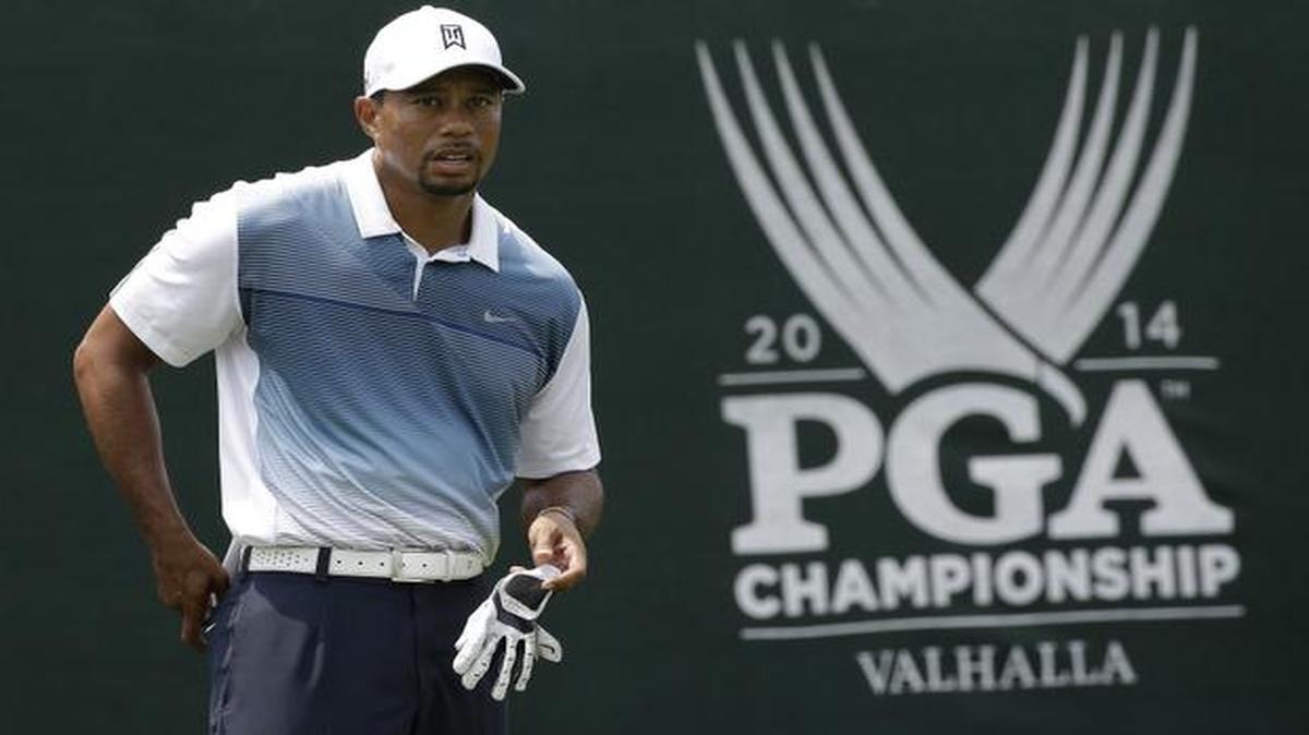 
Tiger Woods stood on the first tee during a practice round for the PGA Championship golf tournament at Valhalla Golf Club on Wednesday in Louisville, Ky. 
