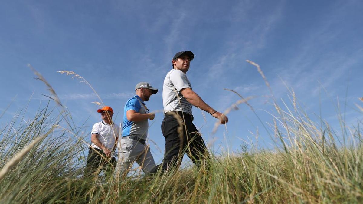 Rory McIlroy walked from the 8th green during a practice round ahead of the British Open at Royal Birkdale in Southport, England on Tuesday.