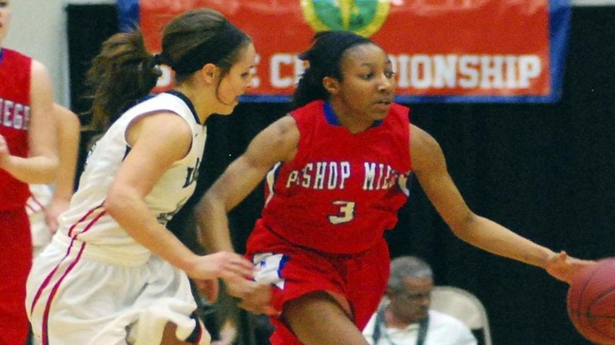 Tristen McFeders (right) is a scoring leader for unbeaten Bishop Miege.