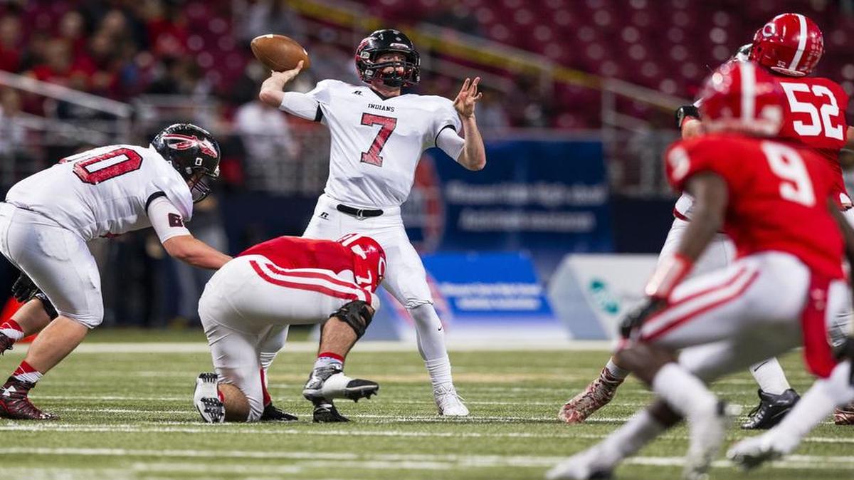 Fort Osage quarterback Skylar Thompson launched a pass against the Chaminade defense in first-half action of the Missouri Class 5 Show-Me Bowl Championship game last month at the Edward Jones Dome in St. Louis.