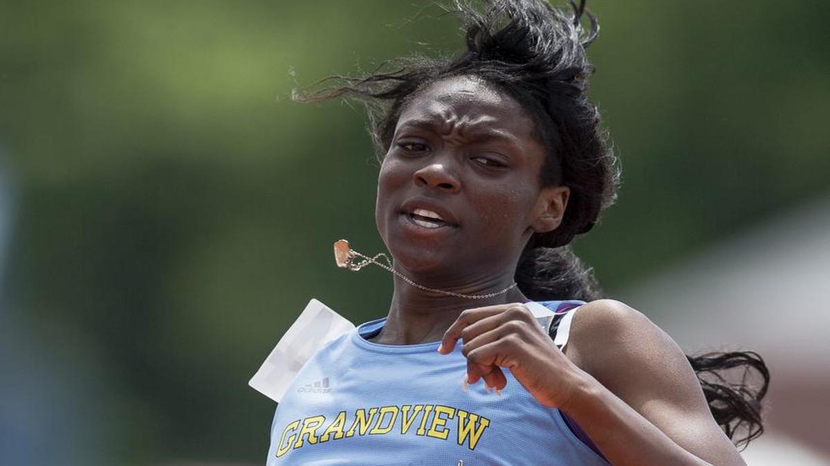 
Anglerne Annelus of Grandview High School won the Class 4 100-meter dash, 200-meter dash and anchored the winning 800 relay at the recent MSHSAA Track and Field Championships at Lincoln University in Jefferson City.
