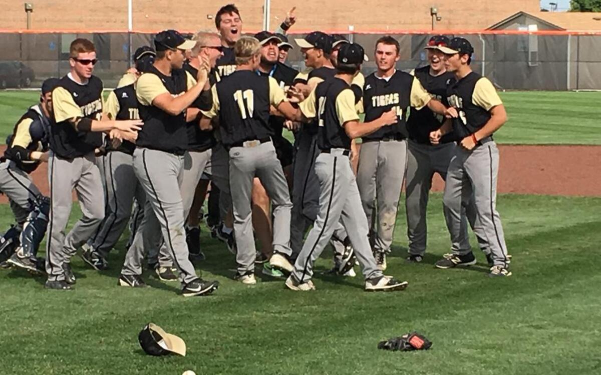 The Lee’s Summit baseball team celebrated after reaching the Missouri Class 5 state semifinals with a 1-0 win over Platte County on Thursday.