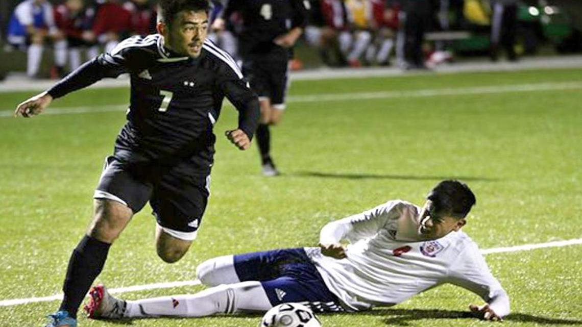 Blue Valley Northwest’s Matthew Carey (left) scored twice in the state championship match and was voted Kansas Class 6A offensive player of the year.