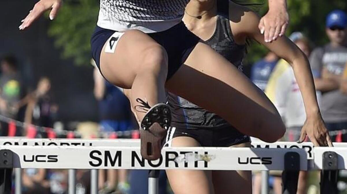 Lillian Schenk of Blue Valley North took first in the girls 100 meter hurdles Friday at the Shawnee Mission North Relays.