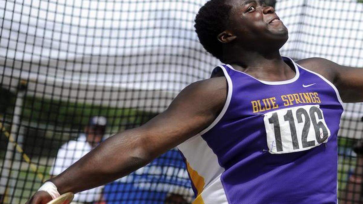 
Carlos Davis of Blue Springs High School is a definite contender to win another state title this spring in the discus.
