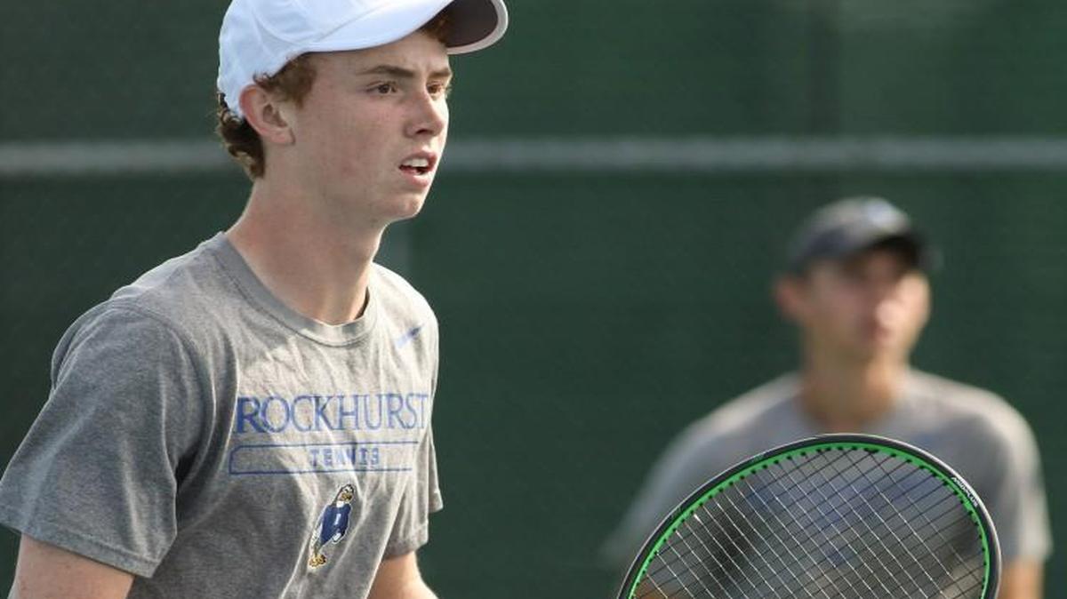 Rockhurst sophomore Collin Klumb (left) and senior Justin Nogalski won the Class 2 doubles championship Saturday.