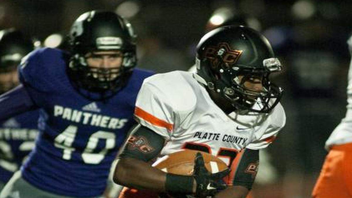 
Running back Michael McNair scampered for yardage against Park Hill South on Friday night.
