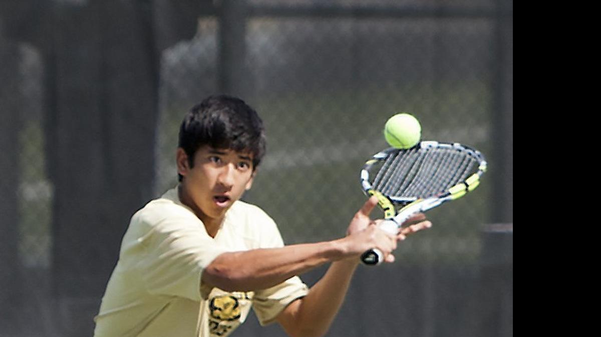 
Anil Patel of Blue Valley played earlier this month in the Eastern Kansas League tennis tournament (above). He won the Kansas 6A state championship on Saturday.
