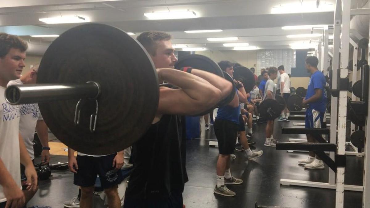 Rockhurst senior halfback Brady McCanles has proven the benefit of weightlifting with his physical running style.