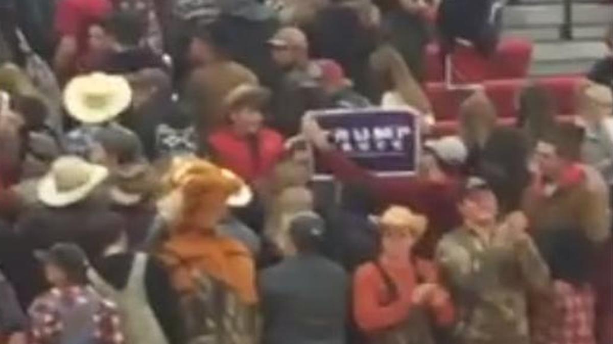 Toniaa Lakylia Nunn posted this video on Facebook that showed a Trump sign being displayed in the Warrensburg student section as the Center boys basketball team was introduced on Monday night.