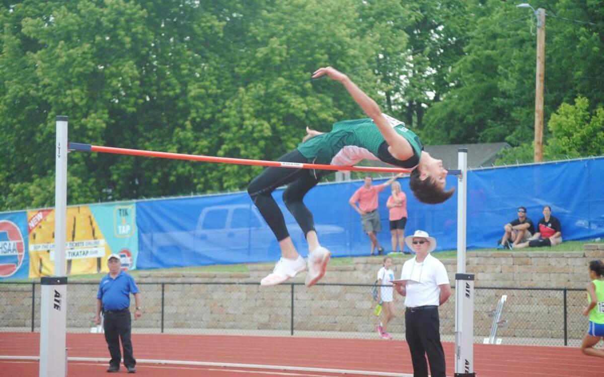 Jeff Hollis of Barstow barely missed on his final attempt at 7 feet 1/4 inch, setting a new Missouri Class 3 meet high jump record. He won at 6-9.