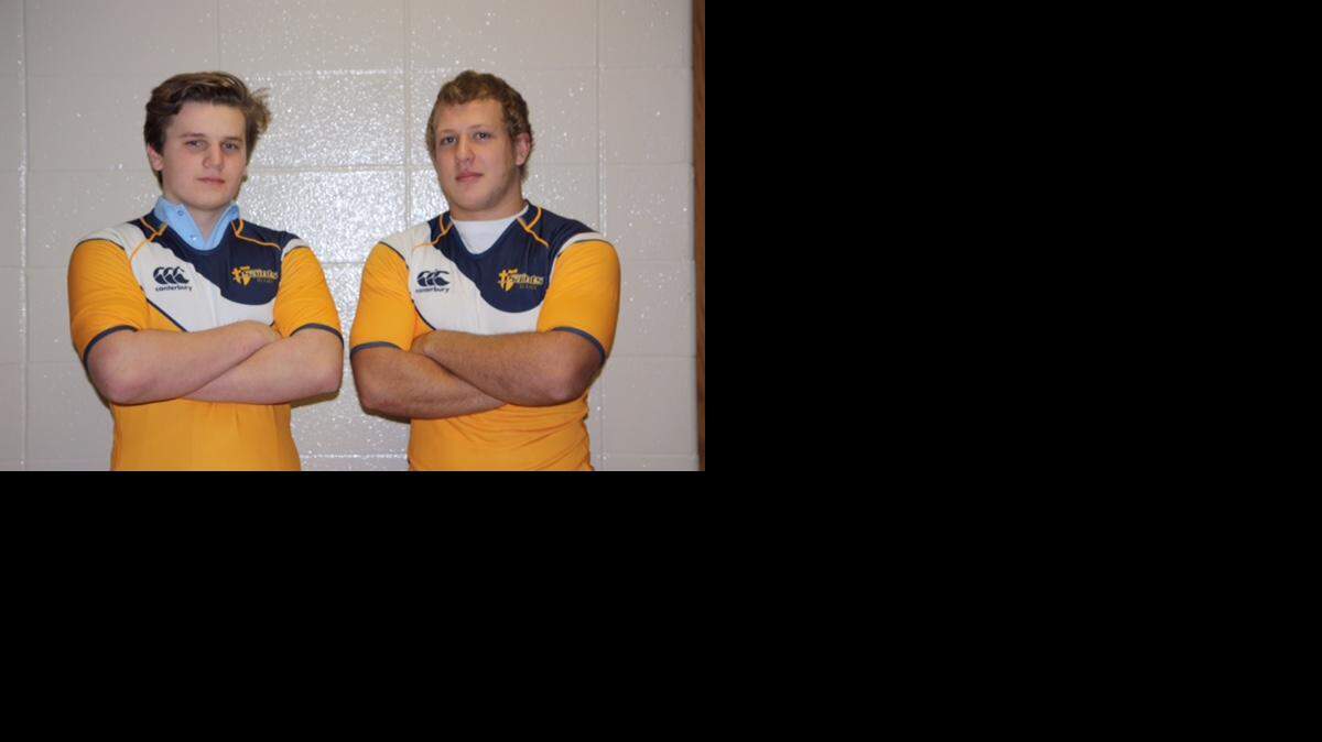 
Xavier Doering (left) and Antonio Jablonski of St. Thomas Aquinas High School are attending an elite rugby camp in Phoenix.
