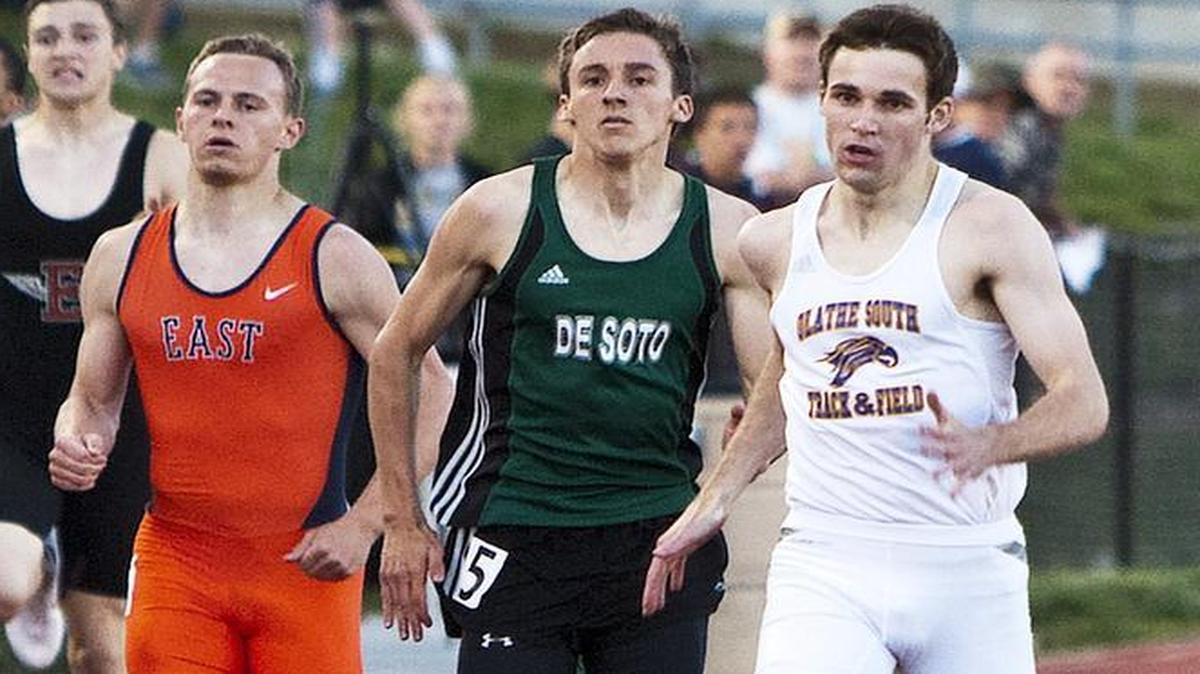
Olathe South’s Tanner Green (right), seen here competing last year at the Shawnee Mission North Relays, won 200- and 400-meter dash titles last week at the Sunflower League meet.
